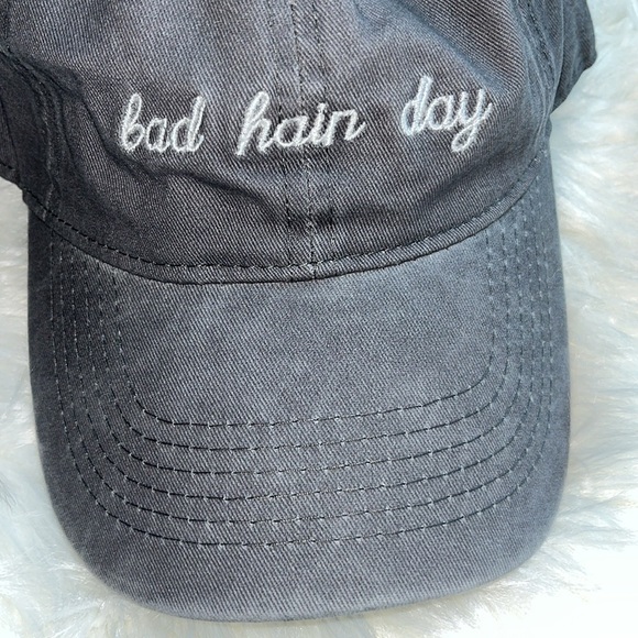 NWOT Bad Hair Day Baseball Hat Gray Acid Washed - Picture 6 of 6